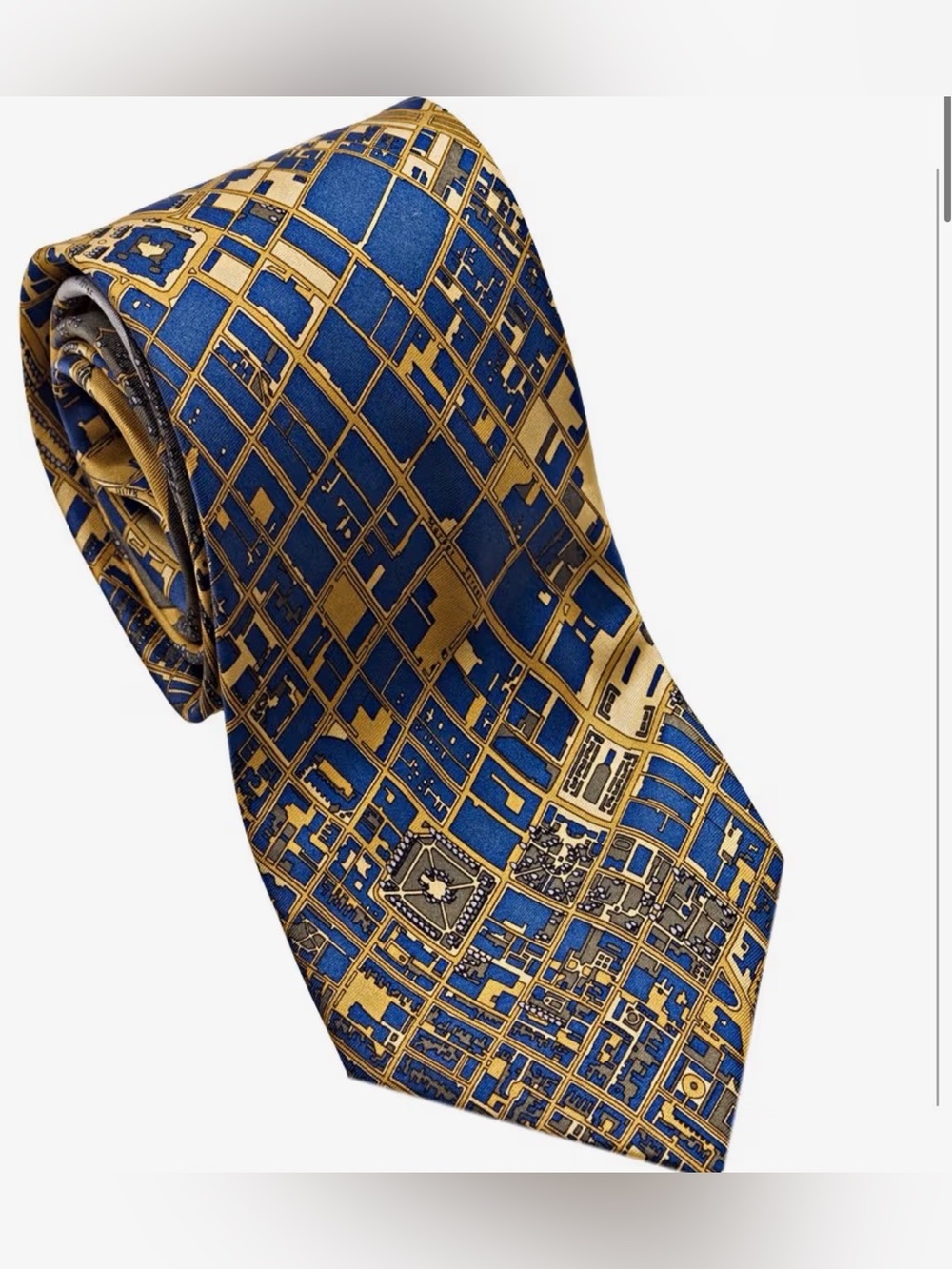 NWT Josh Bach Limited CIVITAS Map of Philadelphia Silk Necktie, Made in USA